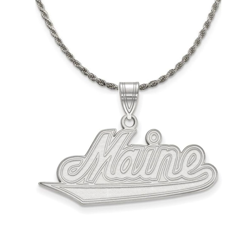 Sterling Silver U. of Maine Large Pendant Necklace - 24 Inch